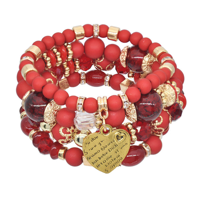 Wholesale Peach Heart Four Layer Crystal Bracelet Beads JDC-BT-YF010