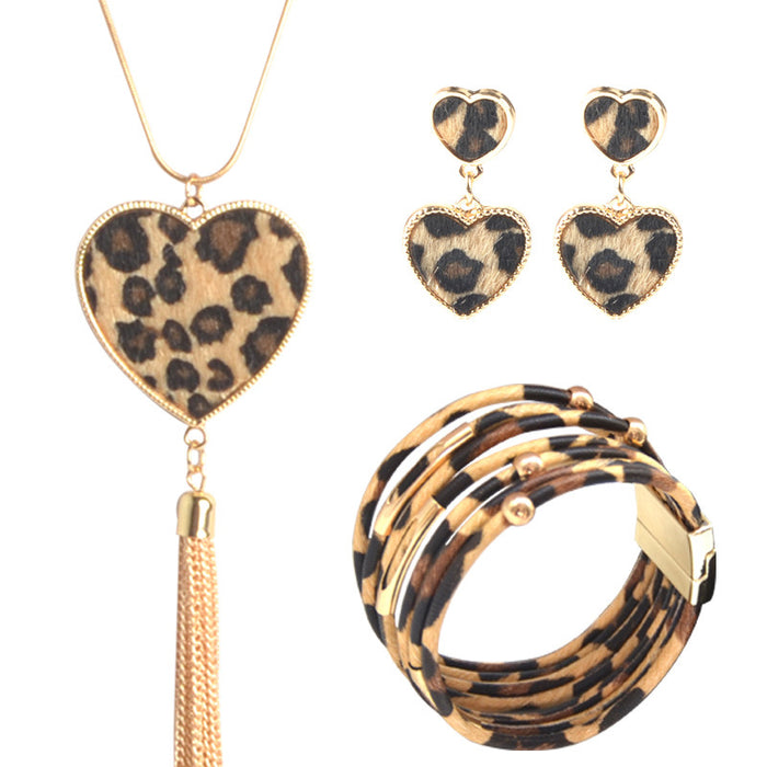 Jewelry WholesaleWholesale leopard print bracelet magnet clasp necklace set JDC-NE-HH002 Necklaces 汇浩 %variant_option1% %variant_option2% %variant_option3%  Factory Price JoyasDeChina Joyas De China