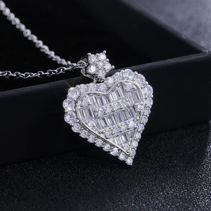 Wholesale Zircon Heart Shape Copper Necklace MOQ≥2 JDC-NE-Caos030