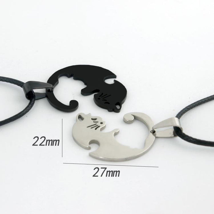 Wholesale Necklaces Titanium Cat Round Pendant JDC-NE-WCS001