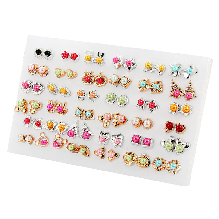 En gros 36 paires de style mixte de style or couleur de base incrustée perle hypoallergénique boucles d'oreilles jdc-es-jingy001