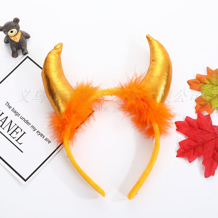 Wholesale Halloween Decoration Props Devil Horn Headband Sequins MOQ≥2 JDC-HD-ShengX001