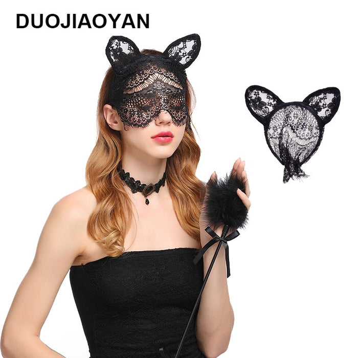Wholesale lace lace with veil cat and rabbit ears headband MOQ≥3 JDC-HD-Jiaoy009