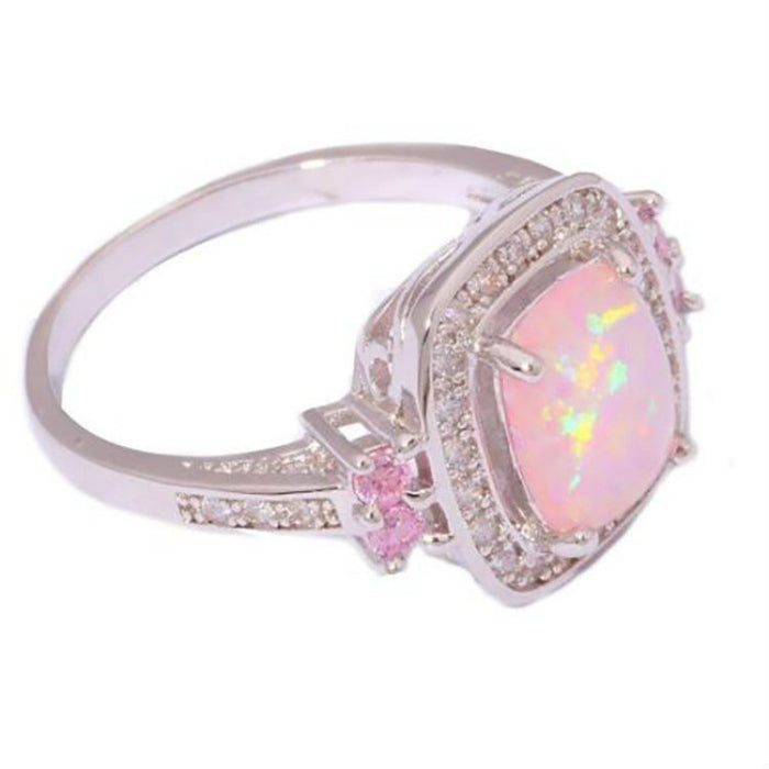 Wholesale Pink Opal Alloy Ring MOQ≥2 JDC-RS-ZaiR001