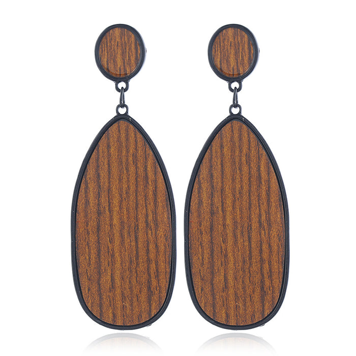 Wholesale Earrings Wooden Vintage Alloy Wood Grain MOQ≥2 JDC-ES-QMai003