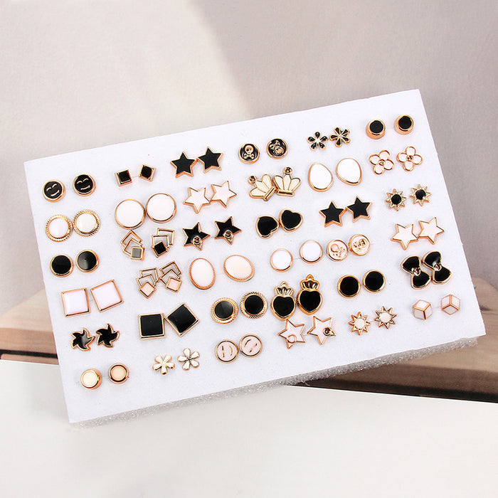 Wholesale 36 Pairs Mixed Style Gold Base Color Inlaid Pearl Hypoallergenic Stud Earrings JDC-ES-Jingy001