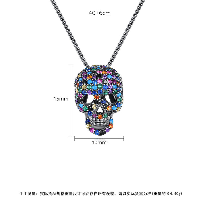 Wholesale necklace skull copper inlaid zircon JDC-NE-TianM003
