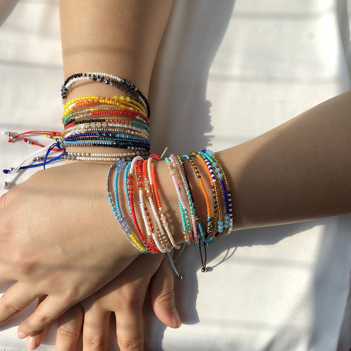 Wholesale boho colorful bracelet for women diy braided rope hand beaded JDC-BT-YF004