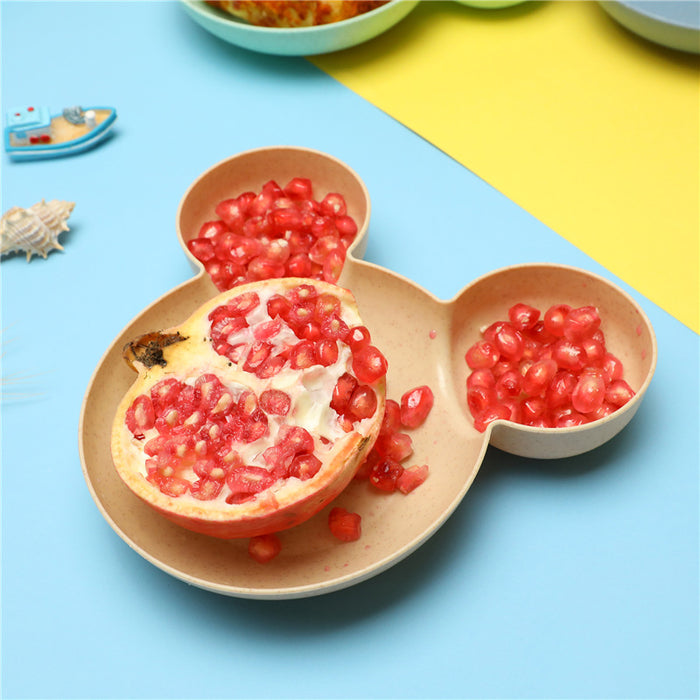 Wholesale Wheat Straw Plastic Children's Divided Dinner Plate (M) MOQ≥2 JDC-PLA-KuaiQ001