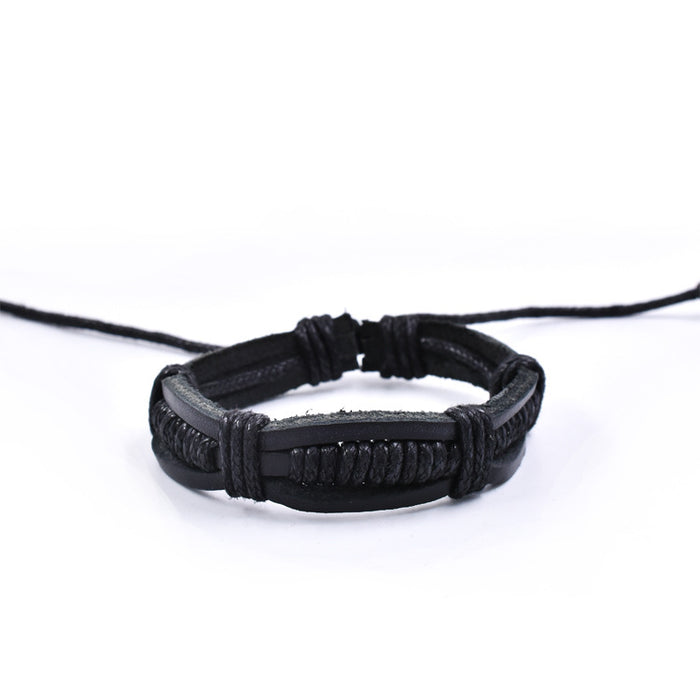 Wholesale religious style English monogram leather bracelet multi-layer adjustable WWJD bracelet JDC-BT-TianG003