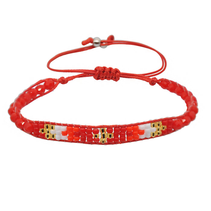 Wholesale Ethnic Wind Rainbow Rice Beads Hand Woven DIY Stretch Bracelet JDC-BT-YF014