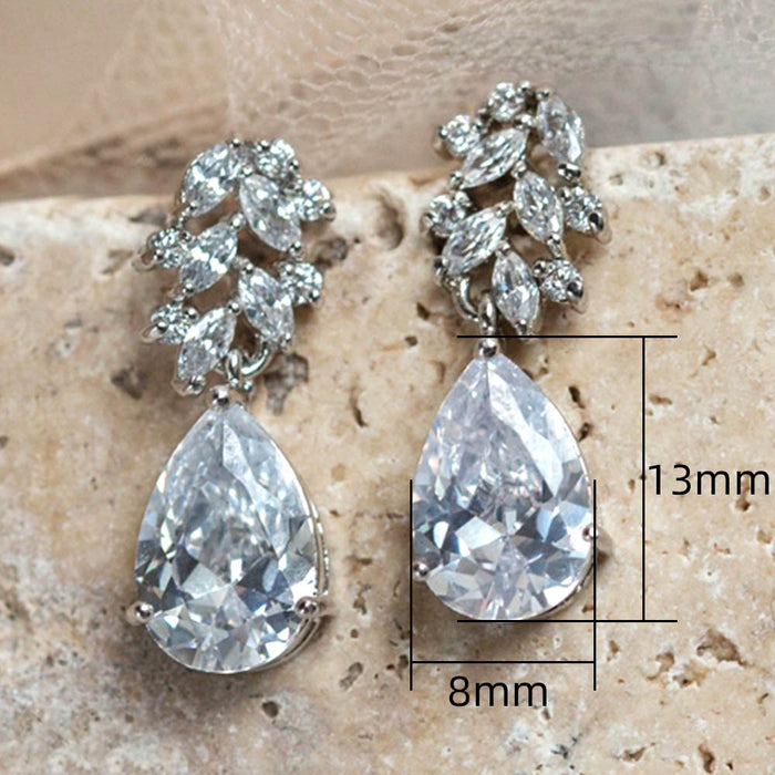 Wholesale Earrings Copper Zircon Drop Shape MOQ≥2 JDC-PREMCAOS-ES-023