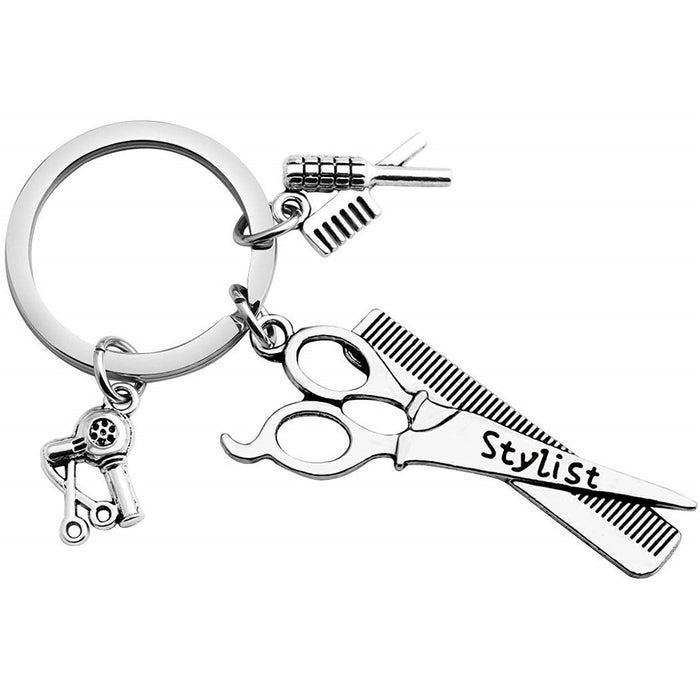 Wholesale Stylist Scissors Hair Dryer Comb Barber Key Chain MOQ≥2 JDC-KC-Caitao005
