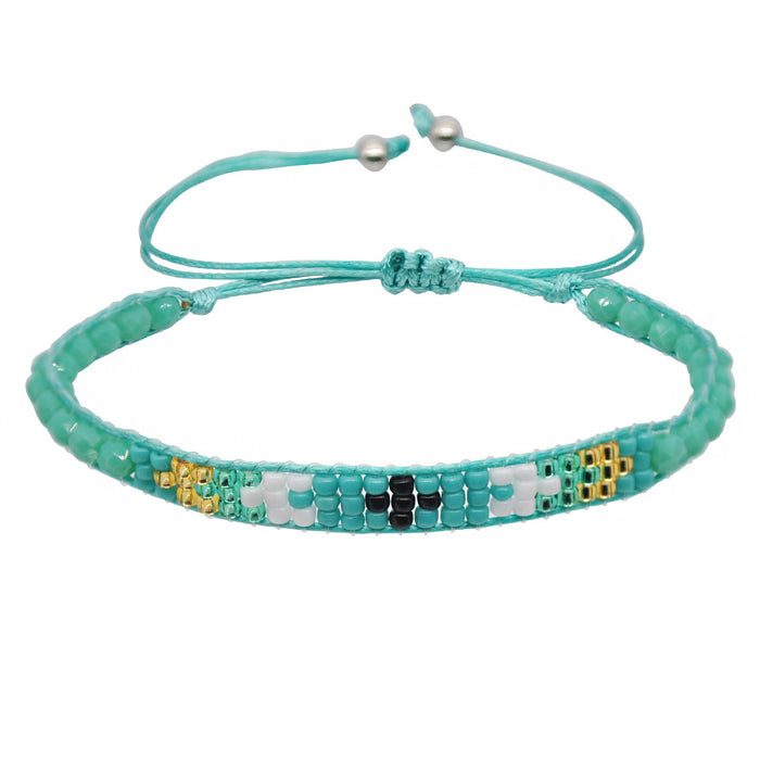Wholesale Ethnic Wind Rainbow Rice Beads Hand Woven DIY Stretch Bracelet JDC-BT-YF014