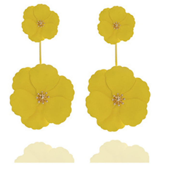 Wholesale Size Flower Earrings Fresh Camellia Shape Detachable MOQ≥2 JDC-ES-qifu008