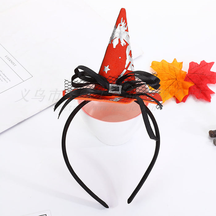 Wholesale Halloween Headband Pumpkin Party Witch Hat Decorations Cobweb Witch Hat Hair Accessories MOQ≥2 JDC-HD-ShengX002