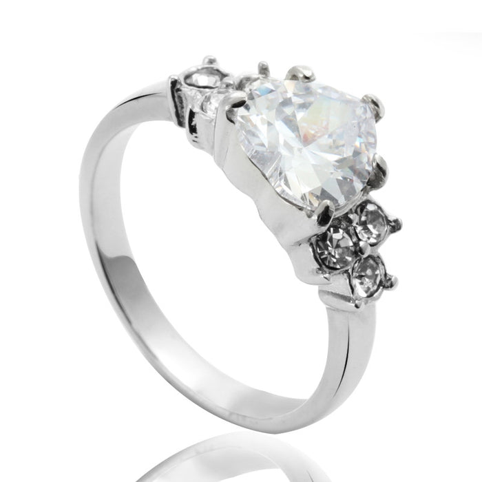 Titanio de acero inoxidable al por mayor anillo de zafiro blanco JDC-RS-Premls001