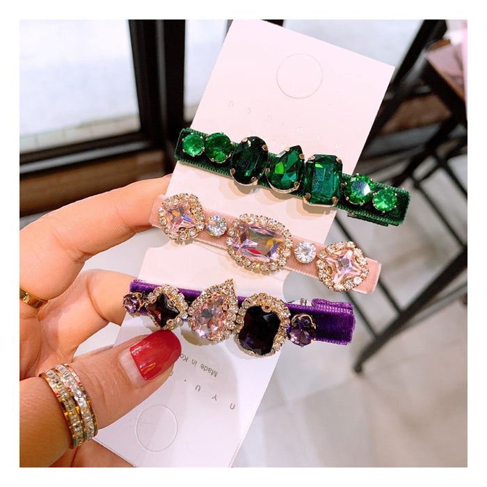 Wholesale handmade high-grade rhinestone velvet edge clip JDC-HC-HuaJ002