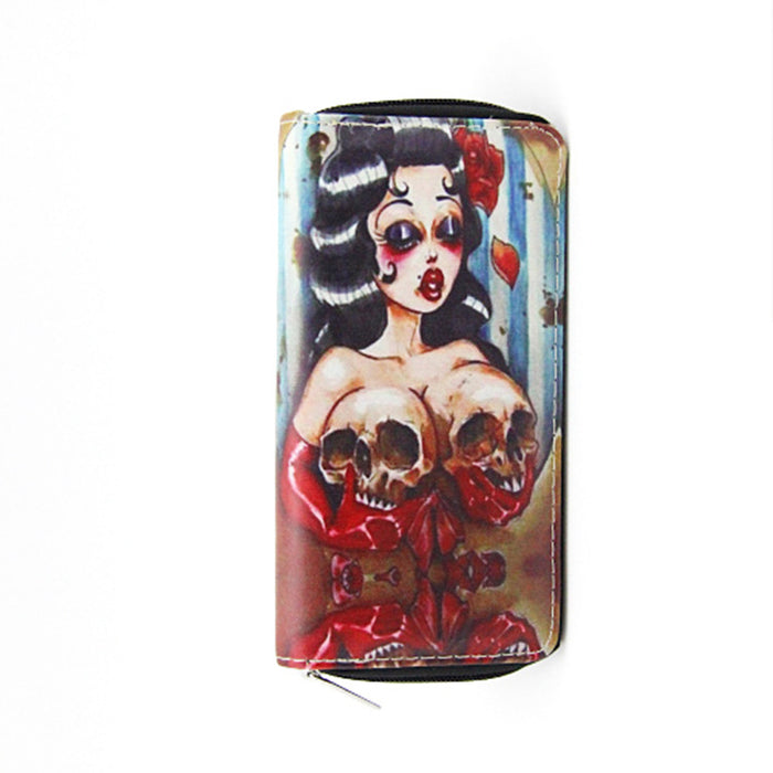 Wholesale skull and ghost series PU long wallet MOQ≥3 JDC-WT-Dengxin006