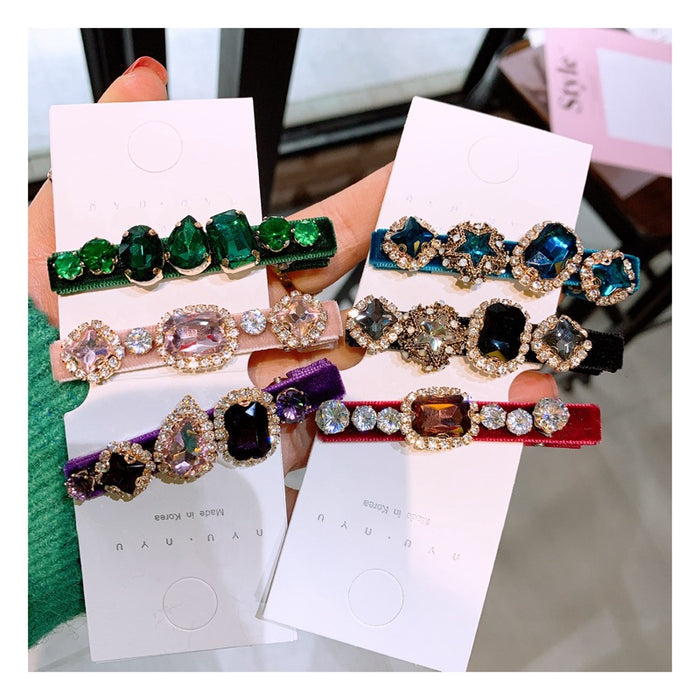 Wholesale handmade high-grade rhinestone velvet edge clip JDC-HC-HuaJ002