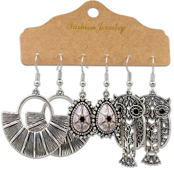 Wholesale Earrings Metal Vintage Owl Wings Set MOQ≥2 JDC-ES-HH032
