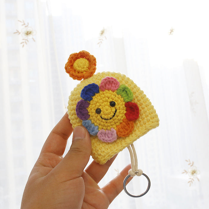 Wholesale seven color flower hand knitted key bag MOQ≥3 JDC-KC-BDXY002