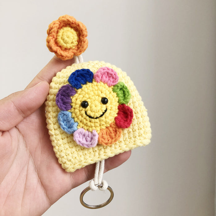 Wholesale seven color flower hand knitted key bag MOQ≥3 JDC-KC-BDXY002