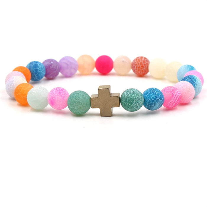 Wholesale Natural Stone Colorful Onyx Stone Buddha Beads Bracelet MOQ≥2 JDC-BT-ML063