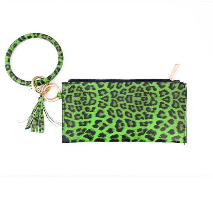 Wholesalee Leopard Imprimé en cuir Pu Fringe Fringe pour dames clés en cuir Sandwich Portefeuille JDC-WT-JINGY001