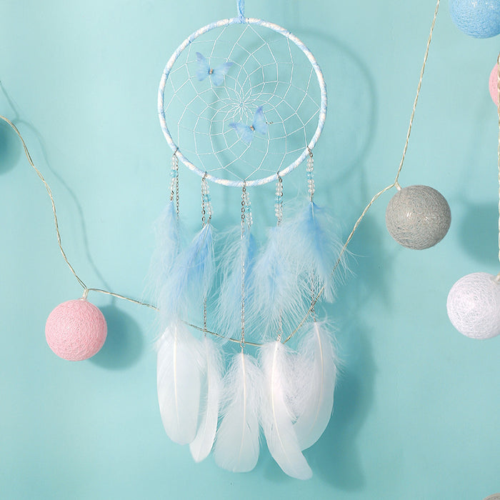 Wholesale Feather Metal Ring Butterfly Dreamcatcher MOQ≥2 JDC-DC-MGu029