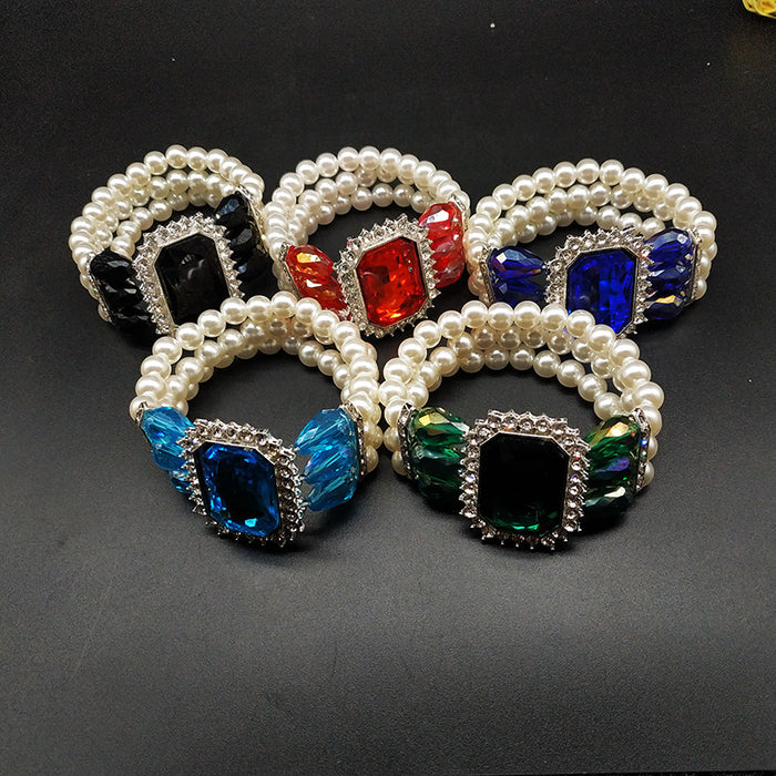 Wholesale Bracelet Pearl Geometric Crystal Stone Stretch Beads MOQ≥2 JDC-BT-NanH006
