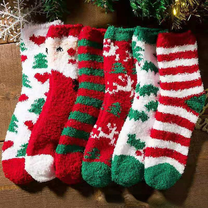 Wholesale Fuzzy Socks Coral Fleece Autumn Winter Thick Sleeping Socks Christmas JDC-SK-XiaoZ003