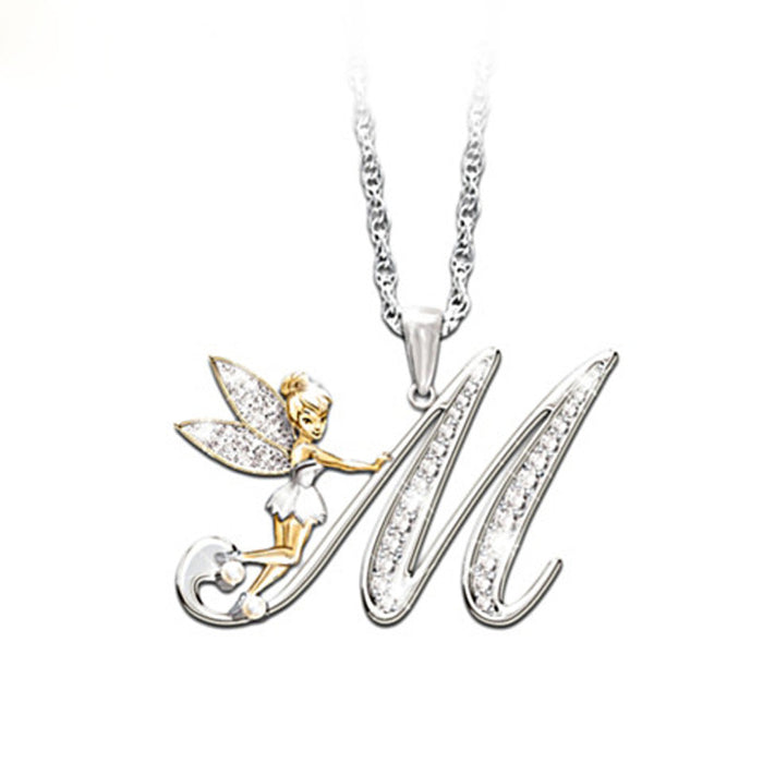 Wholesale Necklace Alloy Rhinestone Pixie Flower Fairy Letters JDC-NE-MTu001