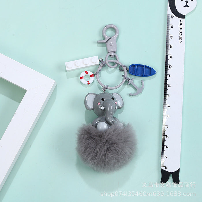 Wholesale creative Dumbo card rabbit fur real fur keychain pendant MOQ≥3 JDC-KC-WYan012