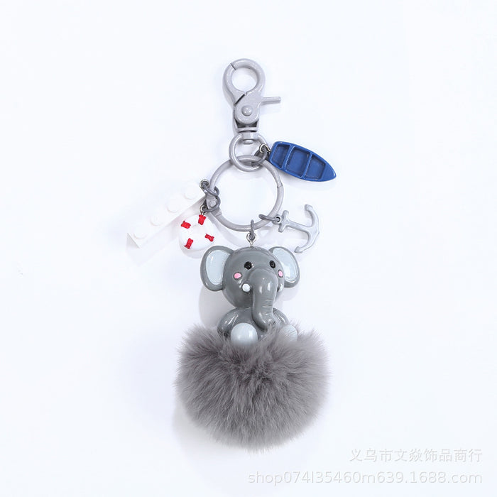 Wholesale creative Dumbo card rabbit fur real fur keychain pendant MOQ≥3 JDC-KC-WYan012