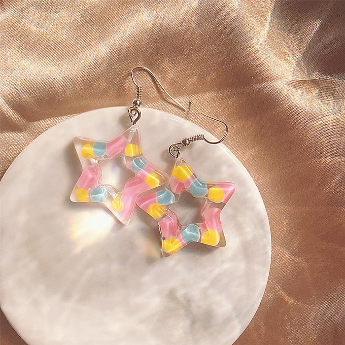 Wholesale Earrings Resin Color Pentagram JDC-ES-Shier013