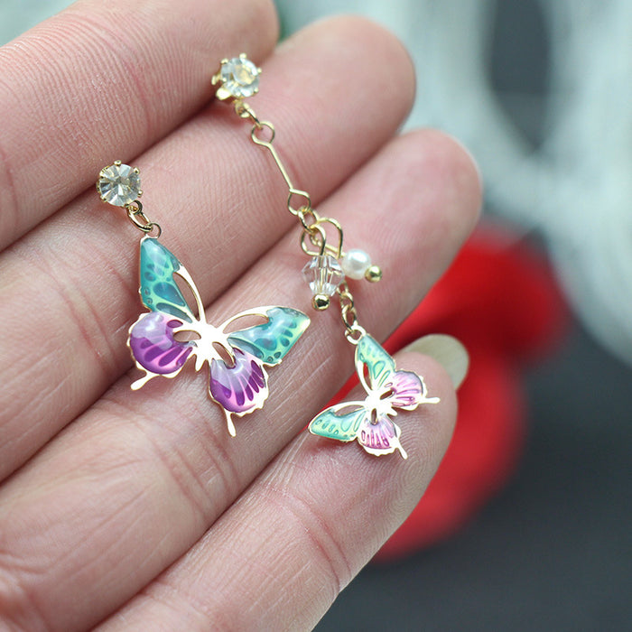 Wholesale S925 Silver Needle Butterfly Asymmetric Earrings MOQ≥3 JDC-ES-Jinghy010