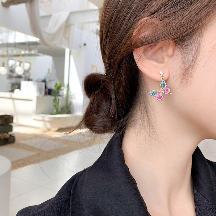Wholesale S925 Silver Needle Butterfly Asymmetric Earrings MOQ≥3 JDC-ES-Jinghy010