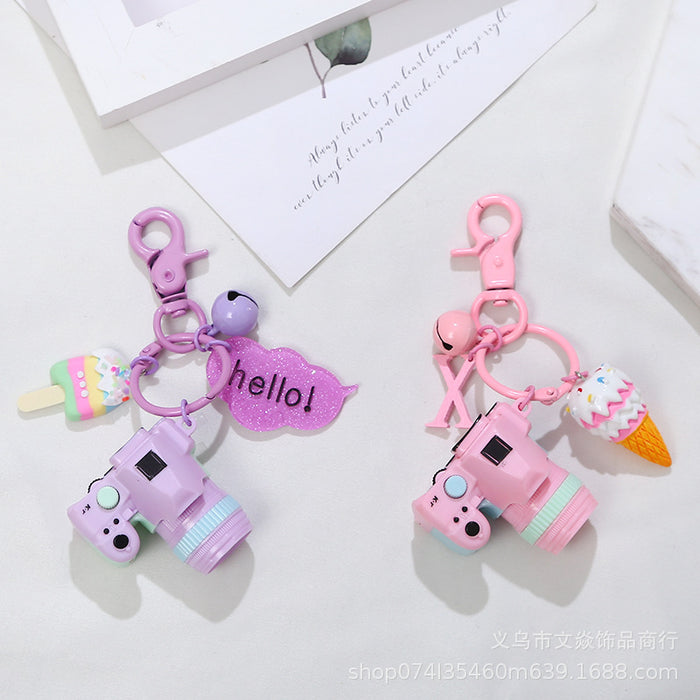 Wholesale creative camera paint keychain will light and ring MOQ≥3 JDC-KC-WYan002