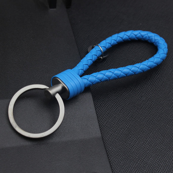 Wholesale Alloy Tungsten Steel Leather Rope Braided Lanyard Keychain JDC-KC-JFang006