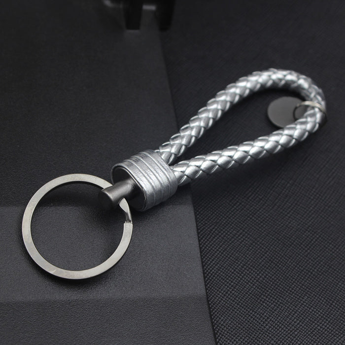 Wholesale Alloy Tungsten Steel Leather Rope Braided Lanyard Keychain JDC-KC-JFang006
