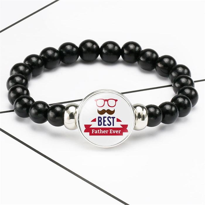 Jewelry WholesaleWholesale best super dad pattern black bead bracelet JDC-BT-NH016 Bracelet 柠和 %variant_option1% %variant_option2% %variant_option3%  Factory Price JoyasDeChina Joyas De China