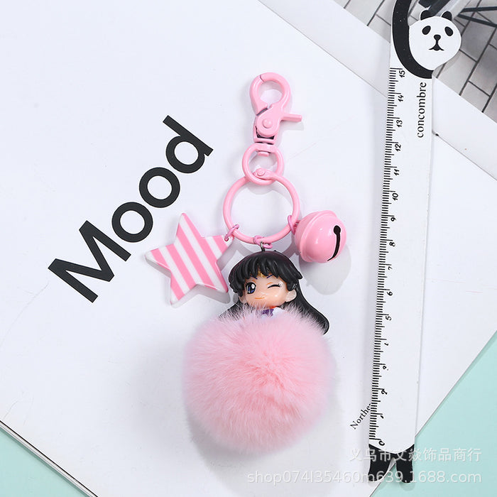 Wholesale Sailor Moon Card Rabbit Fur Keychain Pendant MOQ≥3 JDC-KC-WYan011