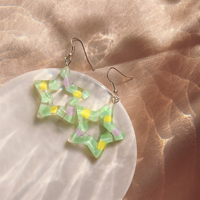 Wholesale Earrings Resin Color Pentagram JDC-ES-Shier013