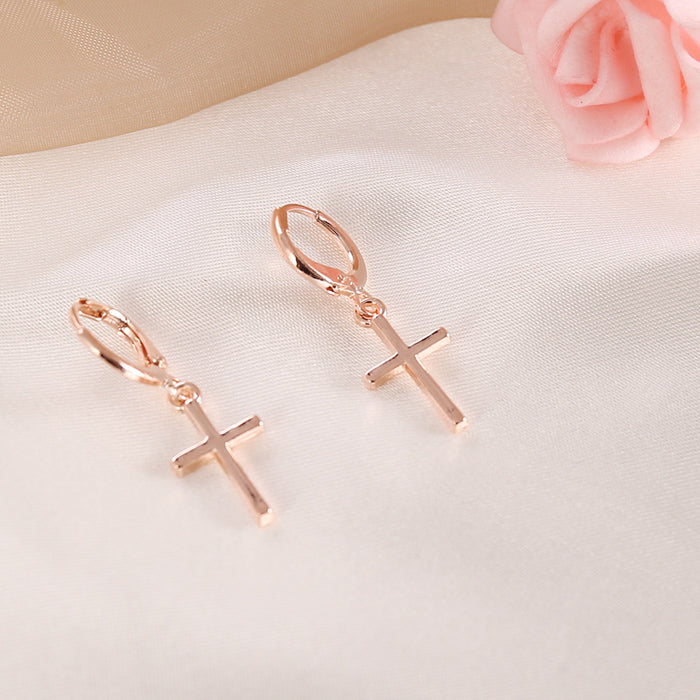 Wholesale Simple Cross Alloy Earrings MOQ≥2 JDC-ES-BinM002