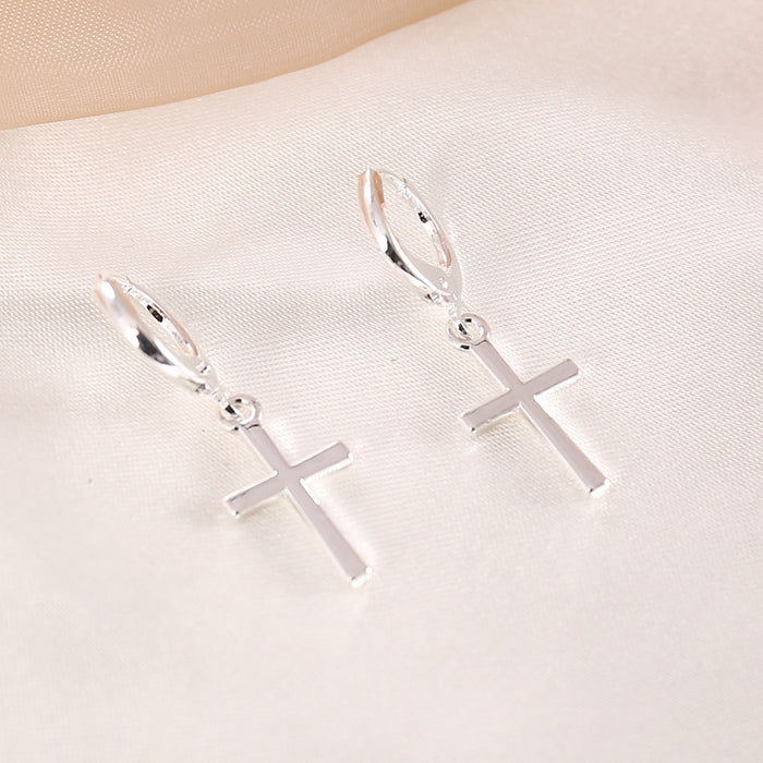 Wholesale Simple Cross Alloy Earrings MOQ≥2 JDC-ES-BinM002