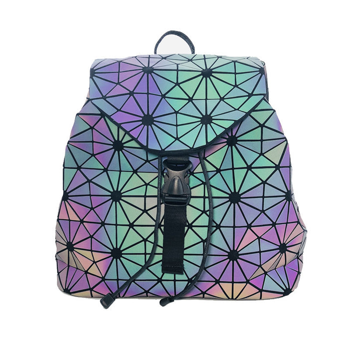 Wholesale Backpack PU Luminous Symphony Geometric Rhombus Large Capacity MOQ≥2 JDC-BP-Buluo003