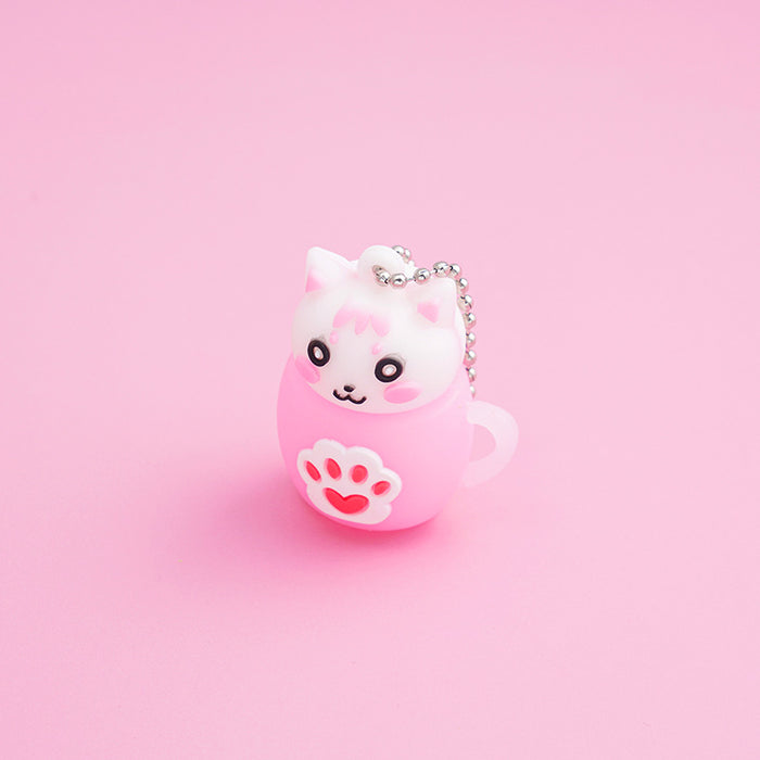 Wholesale Soft Plastic Metal Cute Mug Cat Keychain JDC-KC-Gangs006