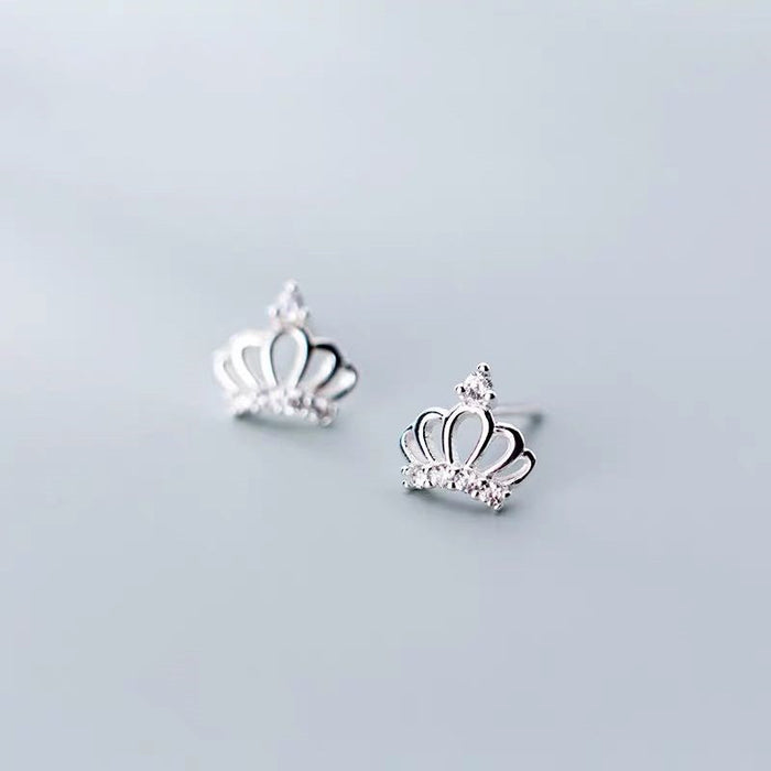 Wholesale Earrings Silver Sweet Diamond Small Crown Earrings JDC-ES-Congz046