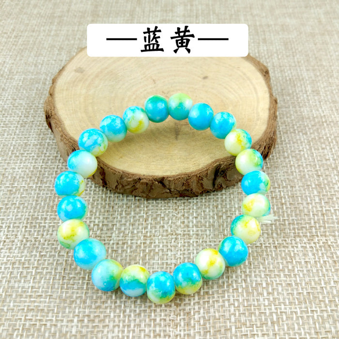 Wholesale glass paint glass beads student bracelet MOQ≥2 JDC-BT-RunQ002